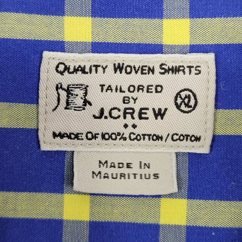 J.Crew Men’s Shirt XL Long Sleeve Blue Yellow Check‎ Button Down Woven 34637
